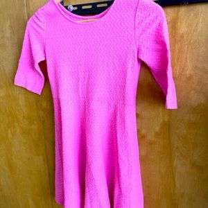 Girls 3/4 length sleeve Neon Pink Dress